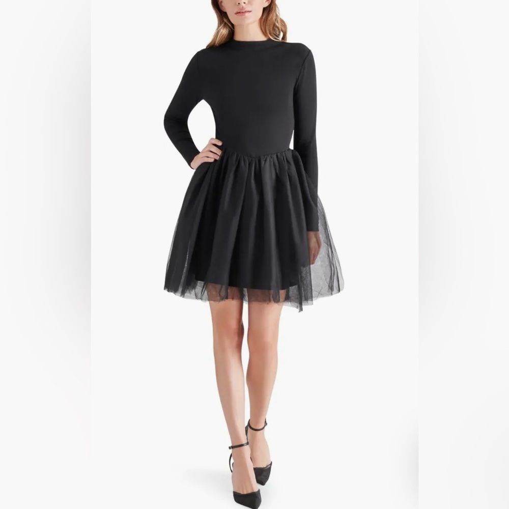 STEVE MADDEN Long Sleeve Mixed Media Dress